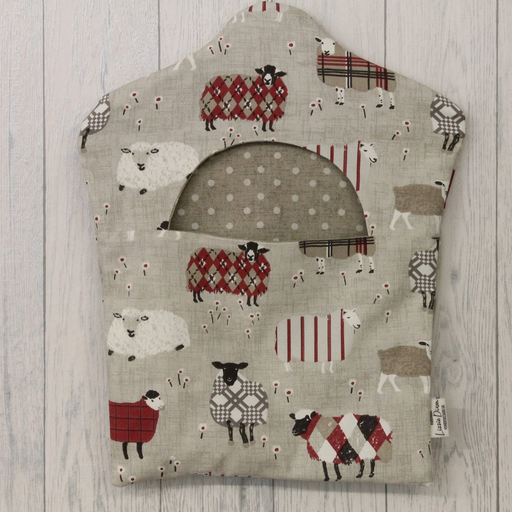 Peg bag- Sheep Fabric with hanger handmade by Lizzie® Cream/ Red