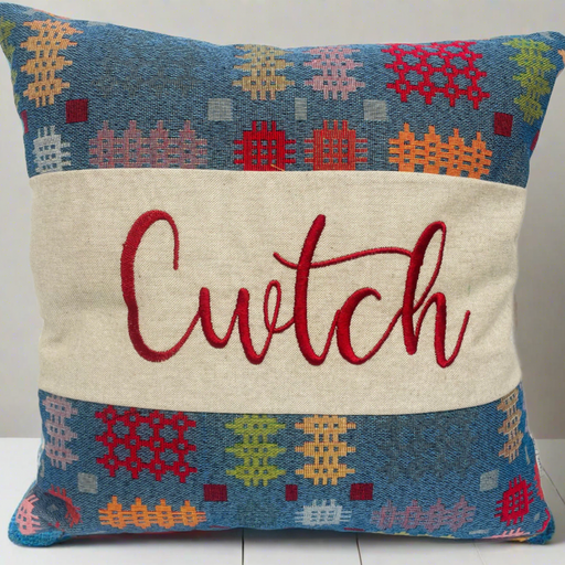 Welsh Tapestry Design Cwtch Cushion - Lizzie® (LDCSDark Blue)
