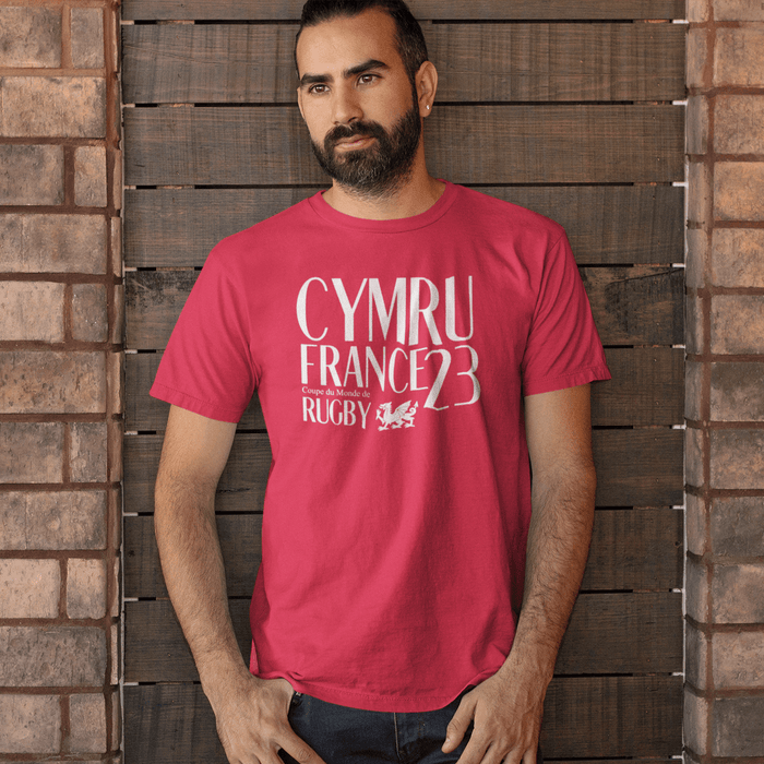 BARGAIN BASEMENT Coupe de Monde Cymru France 23 Mens T Shirt - Giftware Wales