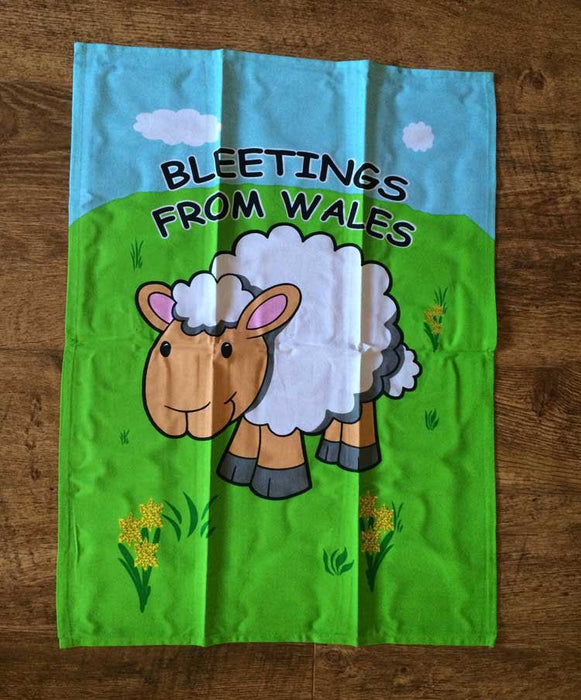 Bleetings From Wales - Sheep T-Towel - Giftware Wales