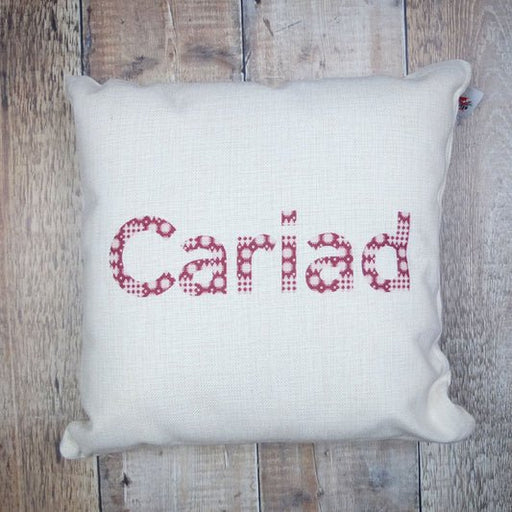 Cariad Welsh Cushion - Linen Effect - Giftware Wales