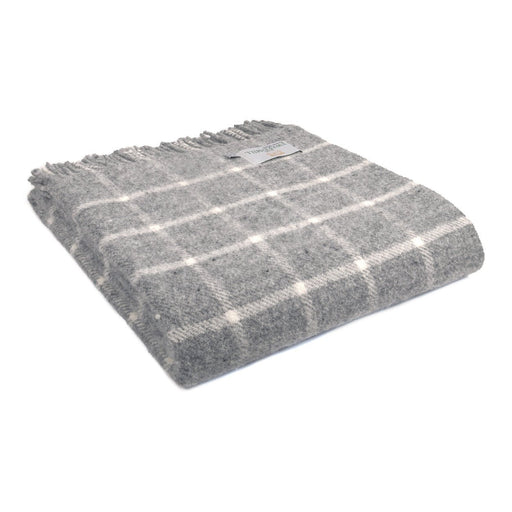 Chequered Check Grey - Pure New Wool Blanket by Tweedmill® - Giftware Wales