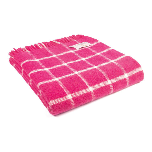 Chequered Check Pink - Pure New Wool Blanket by Tweedmill® - Giftware Wales
