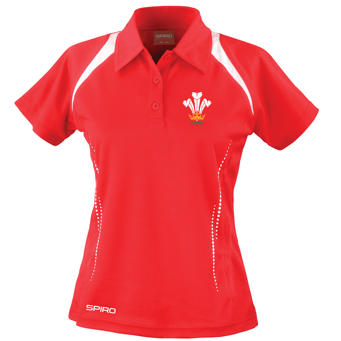 Cymru Welsh Feathers - Women's Cool Polo Shirt - Giftware Wales