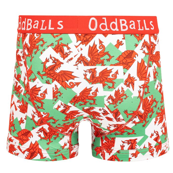 Exclusive Teens/ Kids Welsh Flag Boxer Shorts by Oddballs® - Giftware Wales