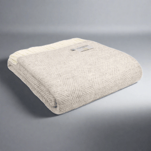 Fishbone Silver Grey - Pure New Wool Blanket by Tweedmill® - Giftware Wales