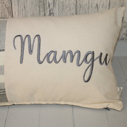 Mamgu Wool Touch Cushion - Lizzie® Grey Check