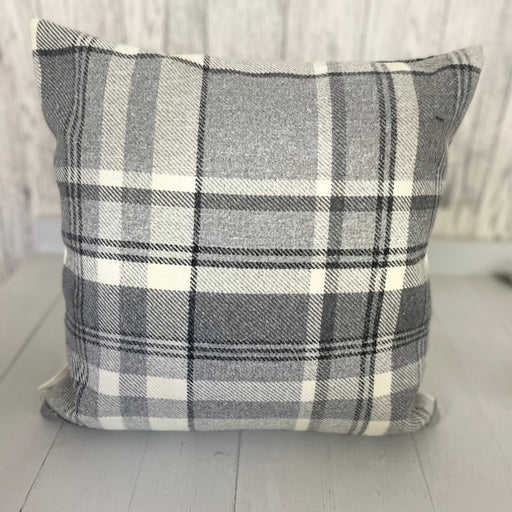 Handmade Check Cushion Wool Touch - Lizzie® Grey 16"