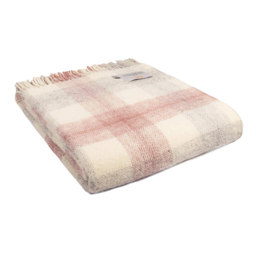Meadow Check Dusky Pink - Pure New Wool Blanket by Tweedmill® - Giftware Wales