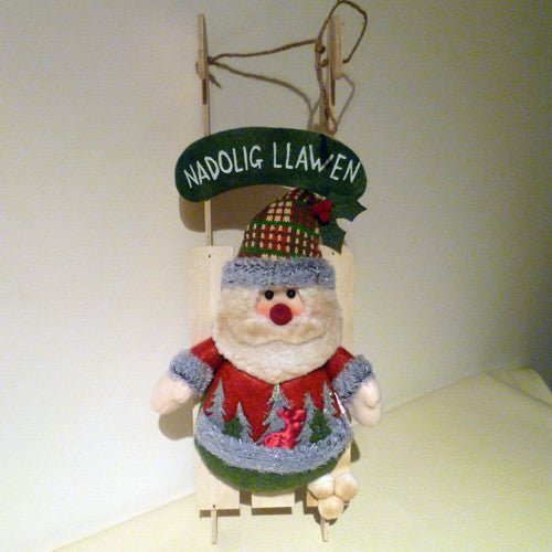Nadolig Llawen Santa Hanging Christmas Sleigh - Giftware Wales