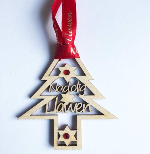 Nadolig Llawen Welsh - Christmas Tree Hanger - Giftware Wales