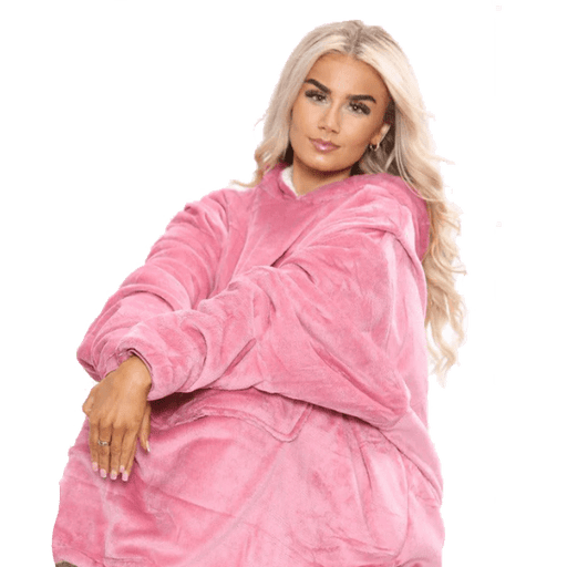 Oversized Sherpa Fleece Hoodie - Pink - Giftware Wales