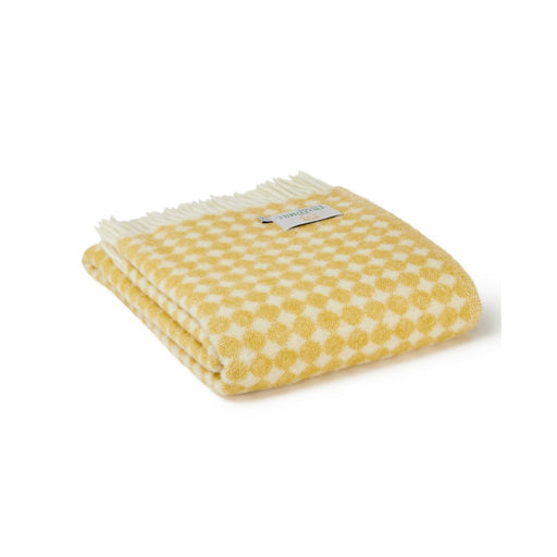 Reversible Jacquard Spot Oil Yellow - Pure New Wool Blanket by Tweedmill®