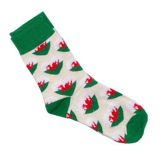 Welsh Flag Heart Socks - A47CREAM - Giftware Wales