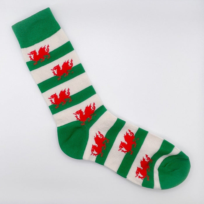 Welsh Flag Striped Socks - A411 - Giftware Wales