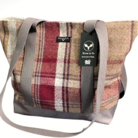 Wool Touch Shoulder / Tote bag - Red Check - Giftware Wales