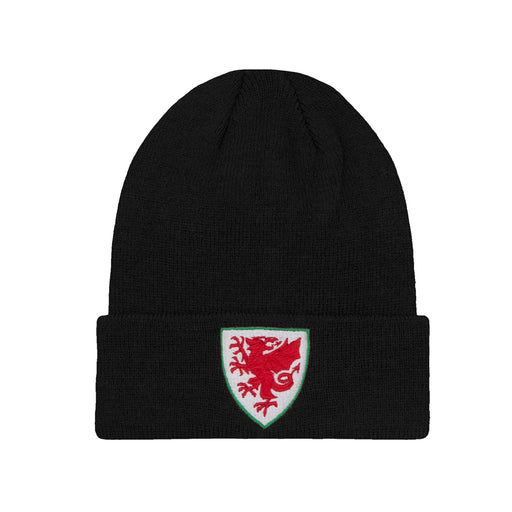 Official FAW Welsh Football Beanie Hat - BLACK