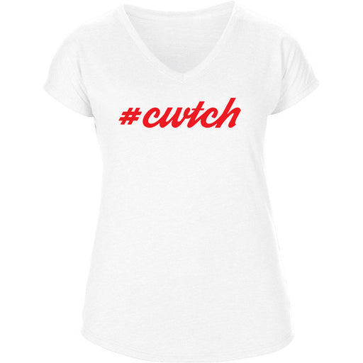 #Cwtch - Women's Tti Blend V-Neck - Welsh T-Shirt (White)