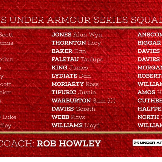 Howley Names Welsh Squad for the Under Armour Autumn Series