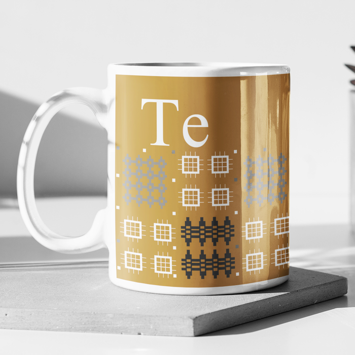 Te Mug - Welsh Tapestry Mustard Design