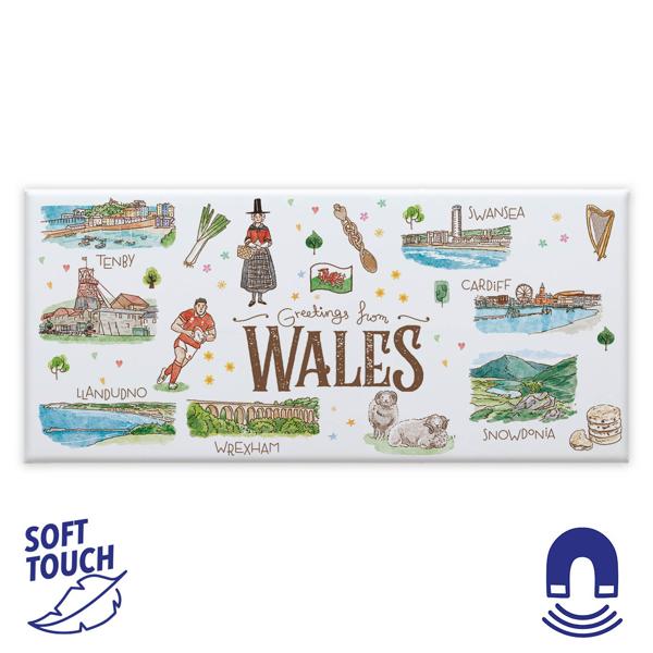 Postcard Magnet 120x54mm Soft Touch Finish Wales Aquarelle 0024