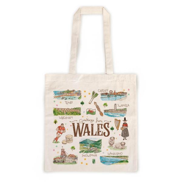 Cotton Tote Bag Wales Aquarelle