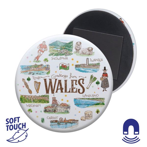 Round Magnet Soft Touch Finish Wales Aquarelle