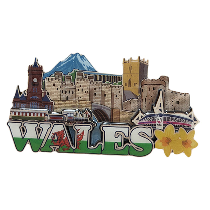 Wales Iconic Landmarks Landscape 3D Epoxy Magnet (HW02-8)
