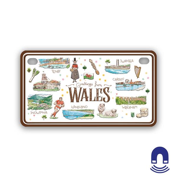 Metal Plate Magnet Wales Aquarelle