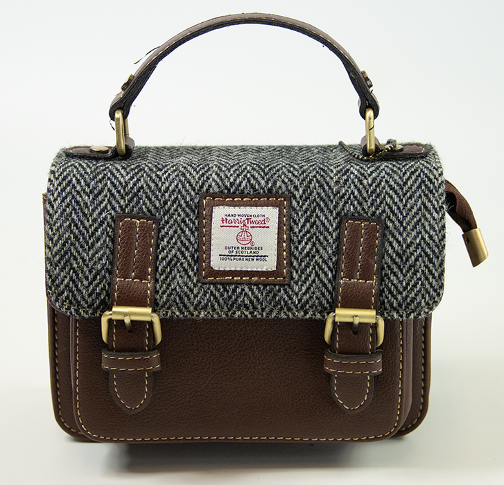 Harris Tweed Mini Satchel Bag 5/Brown