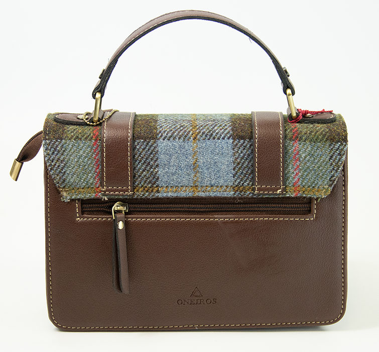 Harris Tweed Medium Satchel Bag 4 Brown | Authentic Handwoven Scottish Wool Shoulder Bag | Premium Crossbody Satchel with Leather Trim | Classic Heritage Design for Travel, Work & Everyday Use