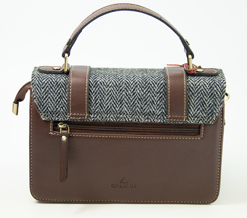Harris Tweed Medium Satchel Bag 5 Brown | Authentic Handwoven Scottish Tweed Shoulder & Crossbody Bag | Classic, Durable & Stylish Everyday Satchel for Work, Travel, Shopping, School & Heritage Fashion Lovers