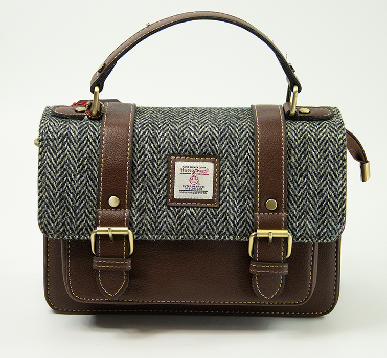 Harris Tweed Medium Satchel Bag 5 Brown | Authentic Handwoven Scottish Tweed Shoulder & Crossbody Bag | Classic, Durable & Stylish Everyday Satchel for Work, Travel, Shopping, School & Heritage Fashion Lovers