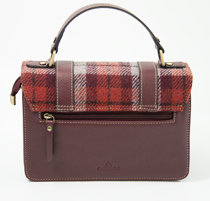 Harris Tweed Medium Satchel Bag DPX-05/Maroon