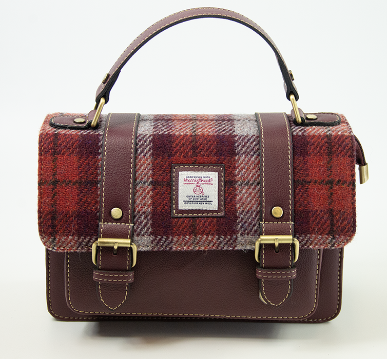 Harris Tweed Medium Satchel Bag DPX-05/Maroon