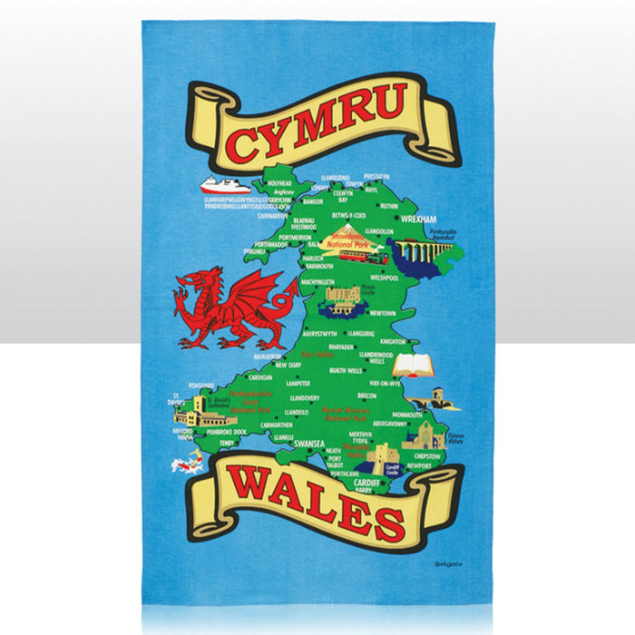 Cyrmu Wales Map Design Tea towel 0012