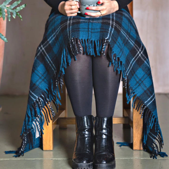 Balmoral Wool Knee Blanket/Throw Ramsay Blue Tartan