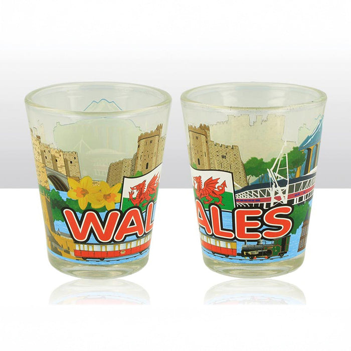 Wales & Flag Skyline Shot Glass 0012