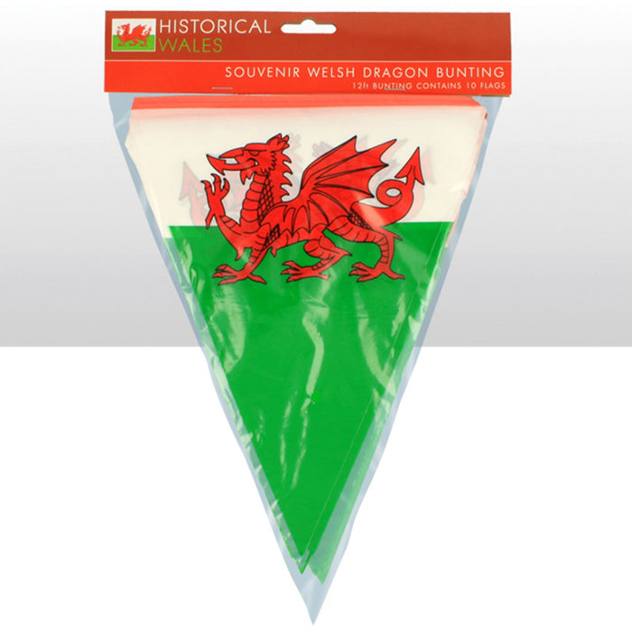 Welsh Dragon PVC Triangular Bunting 10 Flags 12ft 0012