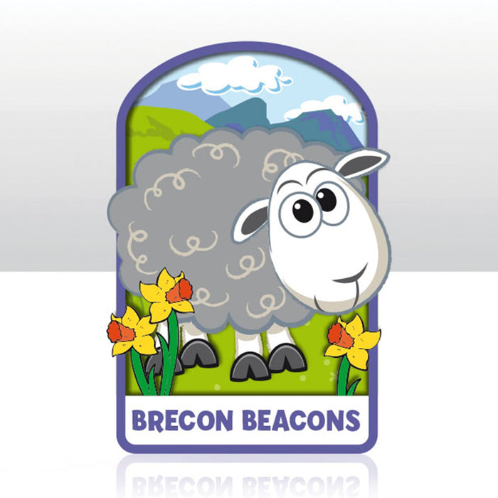 Brecon Beacons Sheep Wooden Layered Magnet 0012