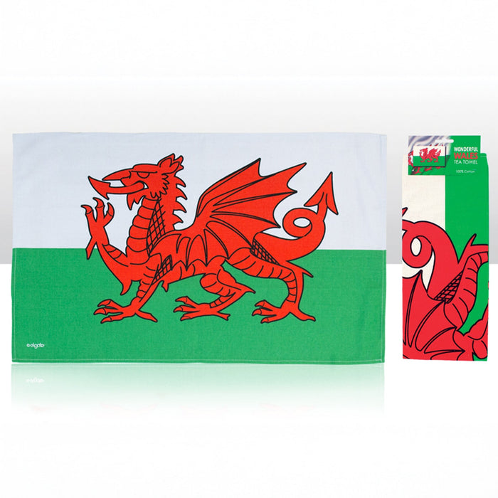 Wales Dragon Flag Tea Towel 0012