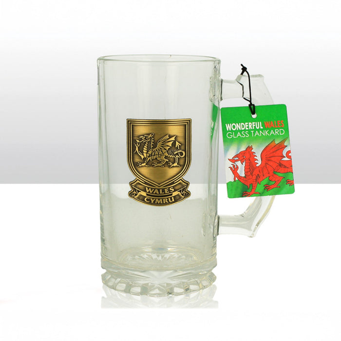 Wales Dragon Metal Plaque Pint Glass Tankard 0012