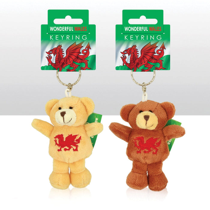 Wales Bear With Welsh Dragon Soft Toy Keyring 0012