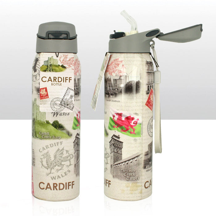 Cardiff Collage Wavy Sports Water Bottle 006