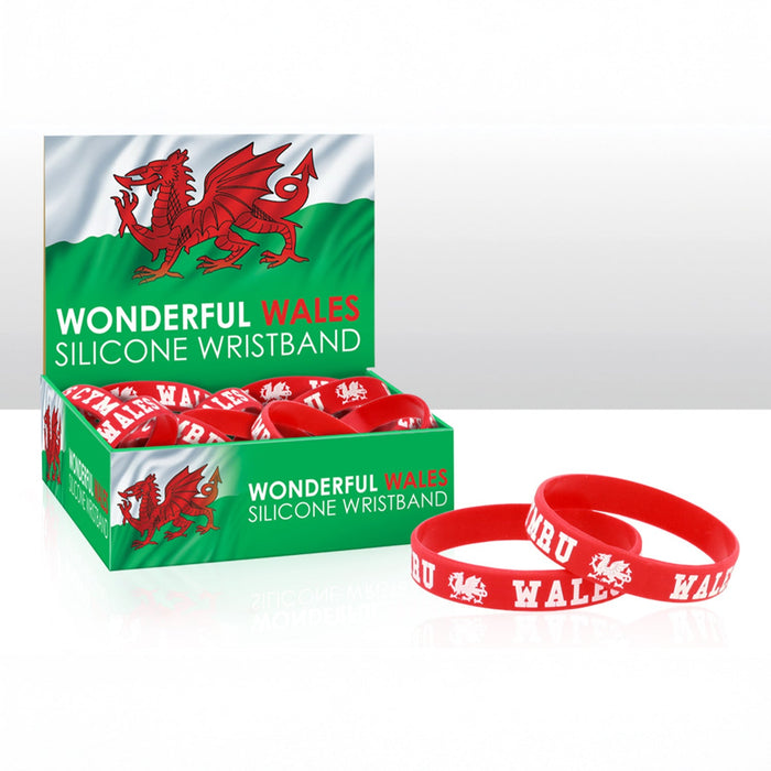 Wales Lettering Red Silicone Wristband 0072