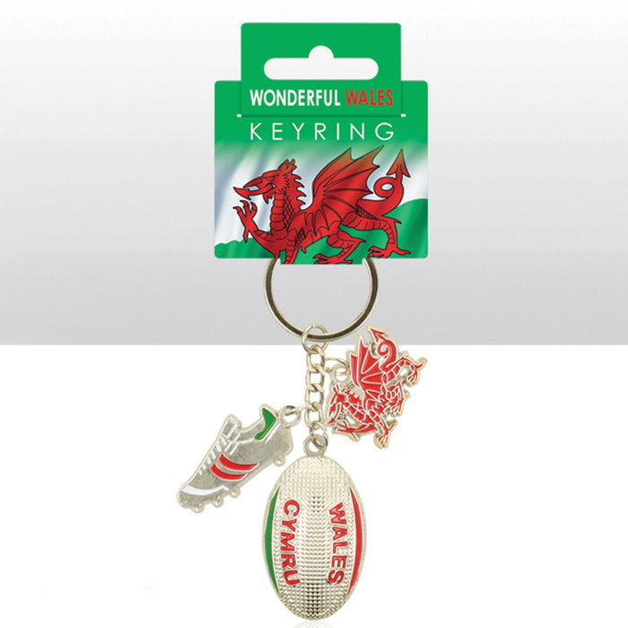 Wales Rugby Ball Charm Keyring 0012