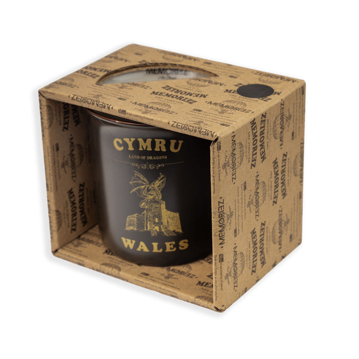 Welsh Black Gold Matt Porcelain Mug