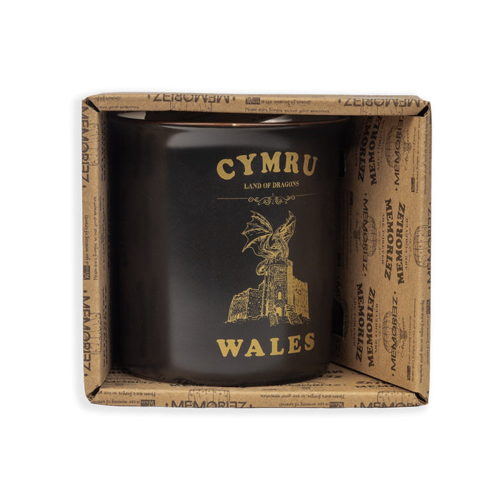 Welsh Black Gold Matt Porcelain Mug