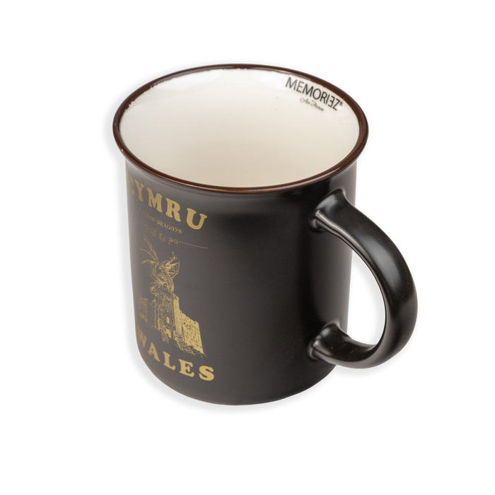 Welsh Black Gold Matt Porcelain Mug