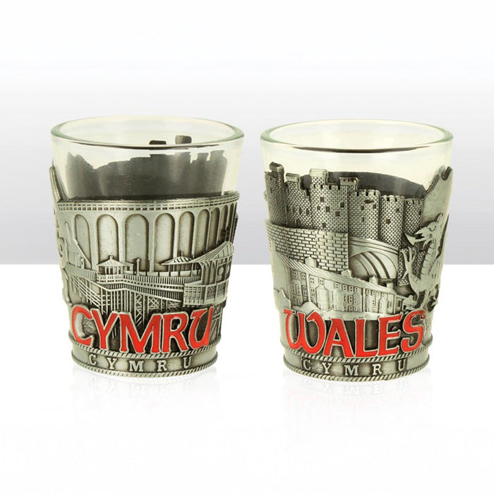 North Wales Metal and Glass Shot Glass 0024